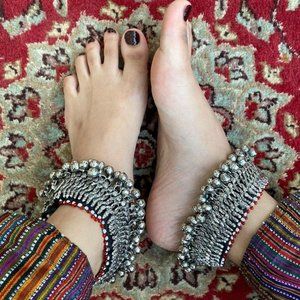 Vintage Afghan Silver Anklets, Anklets With Silver